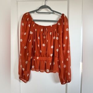 Polka Dot Off-Shoulder Top, NWOT